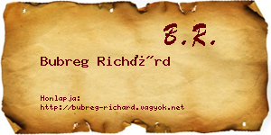 Bubreg Richárd névjegykártya